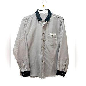 Men’s Fashion Shirt - Large - White with Black Dots